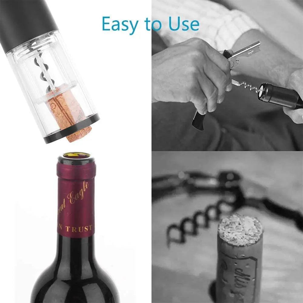 Electric Wine Opener, Automatic Electric Wine Bottle Corkscrew Opener, Rechargeable Stainless Steel Cordless Electric Wine Bottle Opener Gift Set with Foil Cutter, USB Charging Cable
