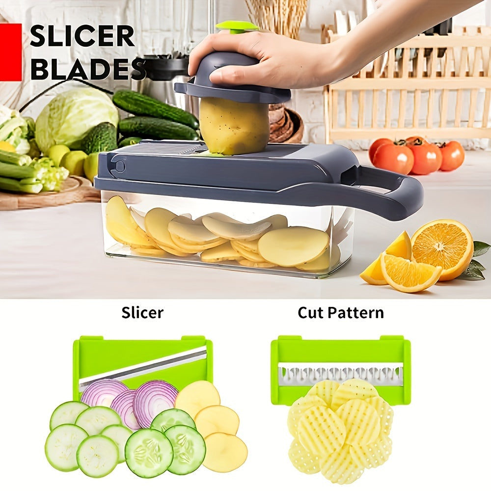 13-in-1 Multifunctional Vegetable Chopper Professional Onion Chopper with 8 Blades for Restaurant Kitchen