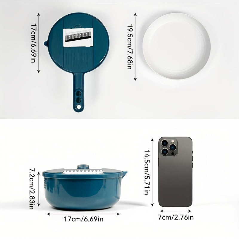 11pcs, 12-in-1 Multi-Function Vegetable Chopper for Carrots, Potatoes, Radish, and More – Manual Slicer, Shredder, and Grater – Essential Kitchen Tool