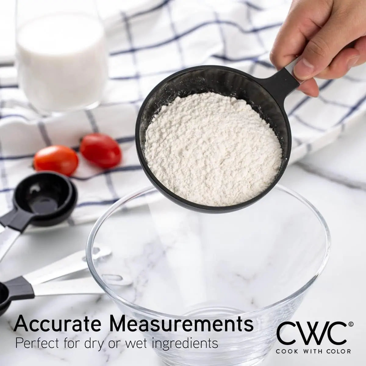 Measuring Cups Set and Measuring Spoon Set, Stainless Steel Handles, Nesting Kitchen Measuring Set, Liquid Measuring Cup Set, 12 PC Stainless Steel, Black