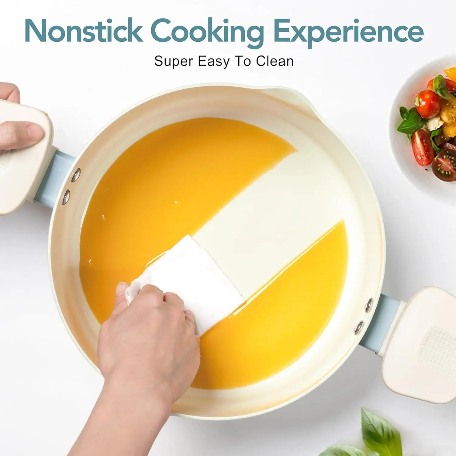 MICHELANGELO Pasta Pot with Strainer Lid - 6 Quart Cooking Pot with Lid, Induction Compatible, Soft Aqua