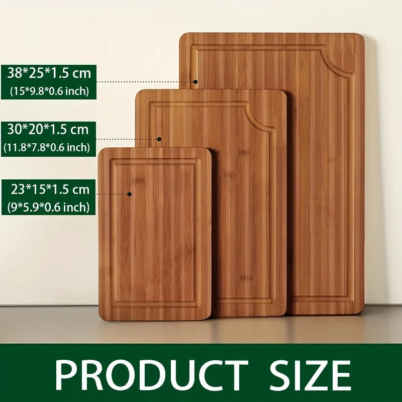 Bamboo cutting board set, wooden thick multi-purpose cutting board for meat, vegetables, and fruits