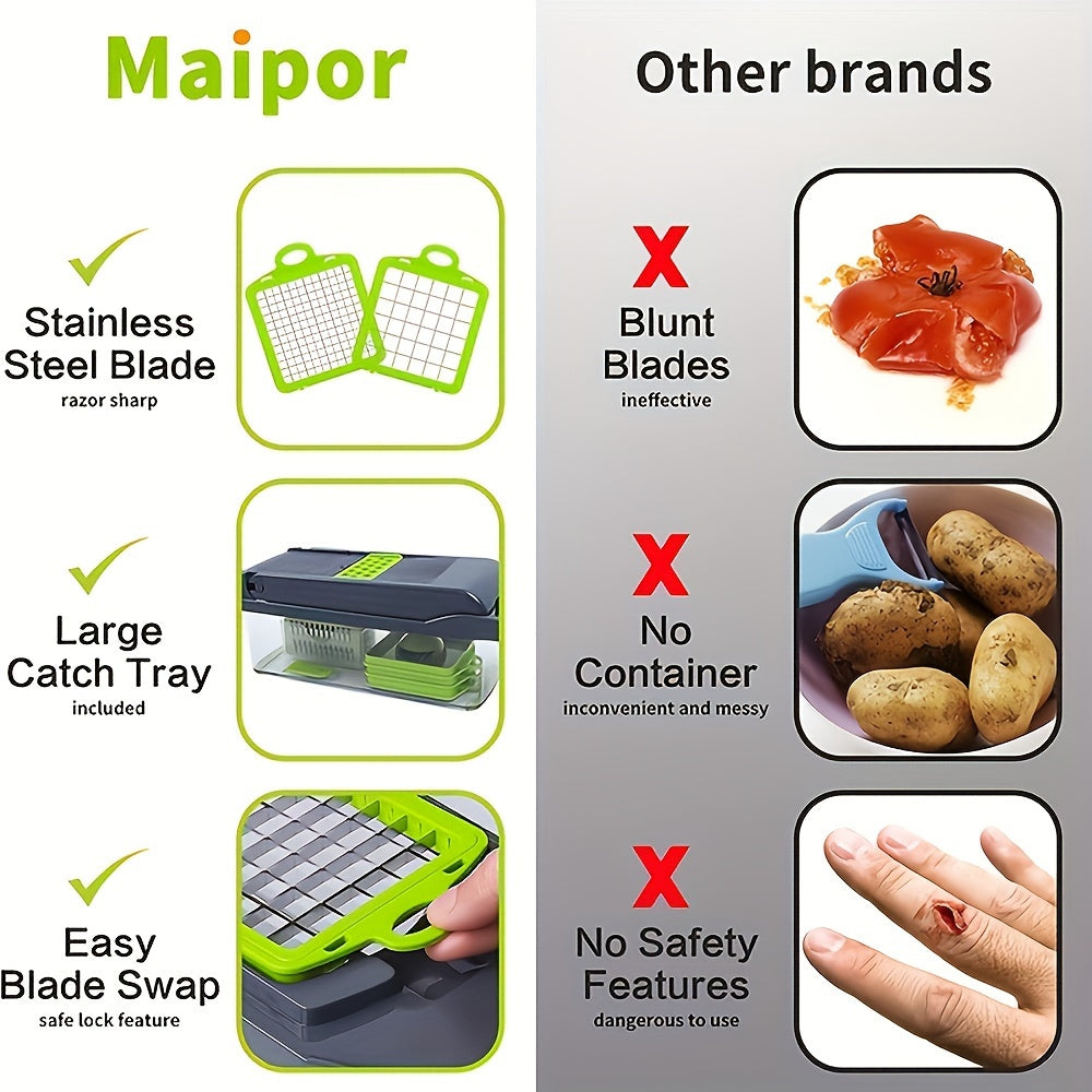 13-in-1 Multifunctional Vegetable Chopper Professional Onion Chopper with 8 Blades for Restaurant Kitchen